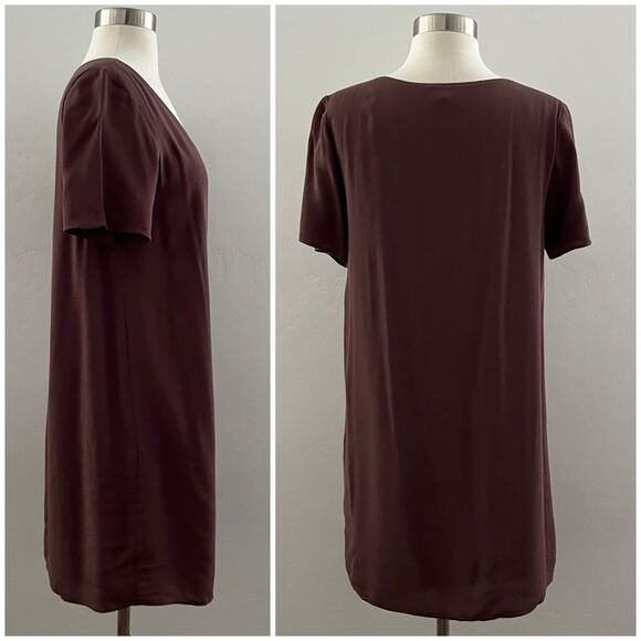 Aritzia Wilfred Free Teigen Crepe Mini Dress Casual Minimalist Mauve Brown Small - Picture 11 of 11